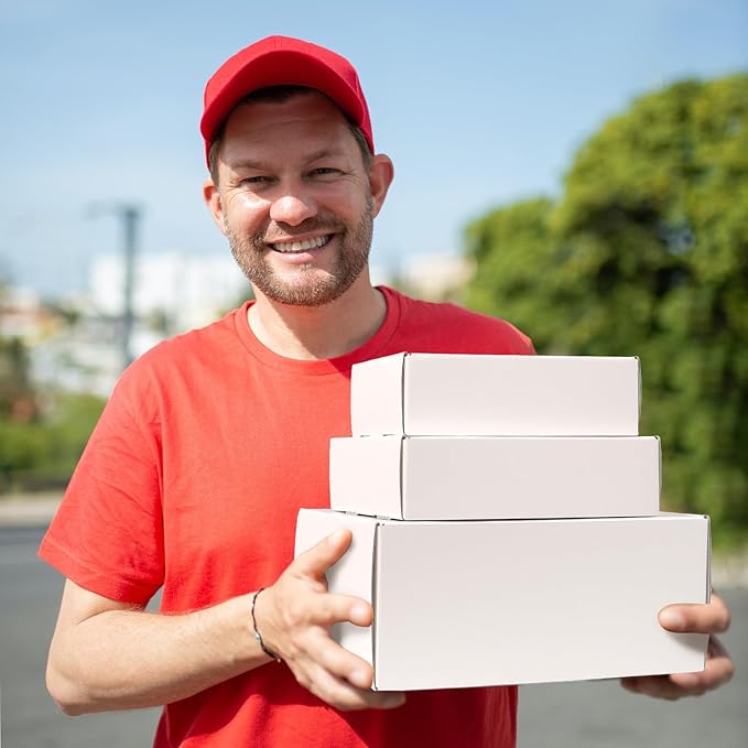 White Shipping Boxes Medium 10x8x2 Inches, 40 Pack Corrugated Cardboard Mailer Boxes for Packaging Small Business Mailing Gift