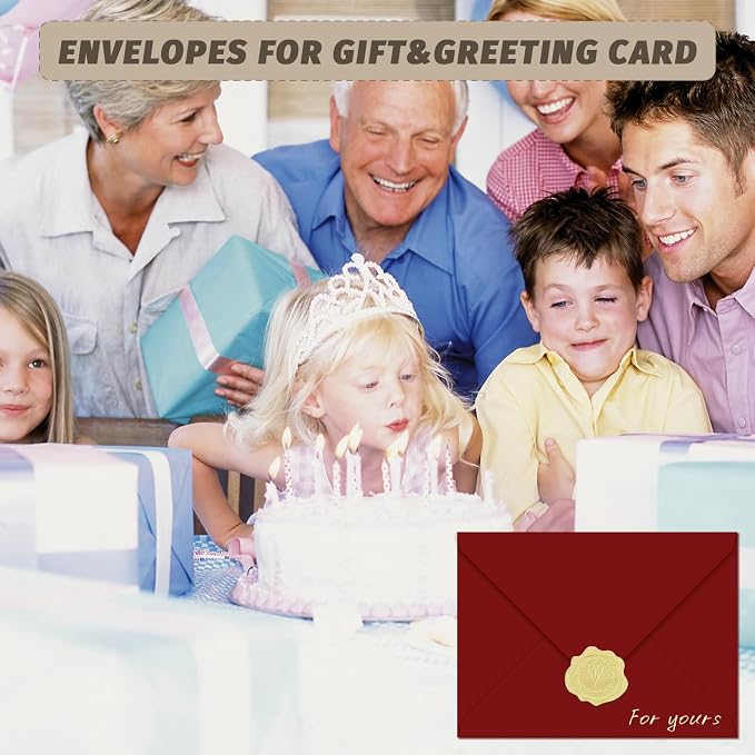 4x6 Envelopes for Invitation A4 Envelope for Cards, Wedding(50, Red, A4) | Envelope with stickers 50 pack Printer friendly Self seal envelopes for baby shower