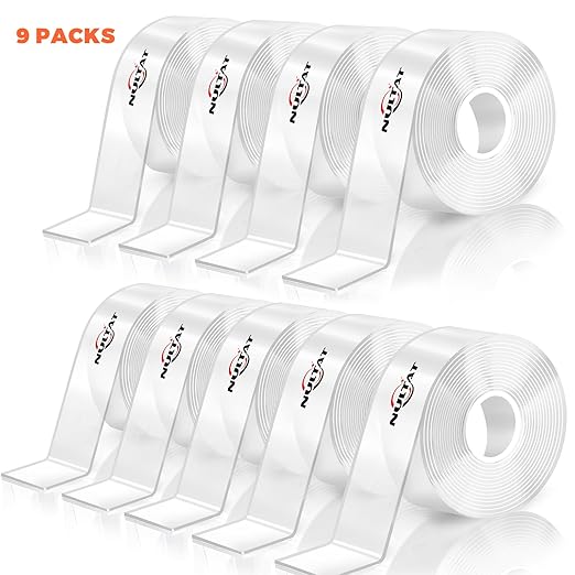 90FT Double Sided Tape Heavy Duty, 1.18" x 120" Strong Nano Double Stick Tape, Removable, Washable, Reusable Adhesive Tapes for Wall, Clear Multipurpose Adhesive Mounting Tape (90FT)