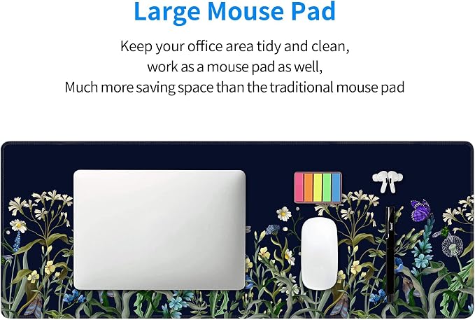 Weeds Flowers Large Mouse Pad,Gaming Keyboard Desk Pad,Extended Mouse Mat Non-Slip Rubber Base with Stitched Edges for Office Game Home XL 31.5"x11.8"