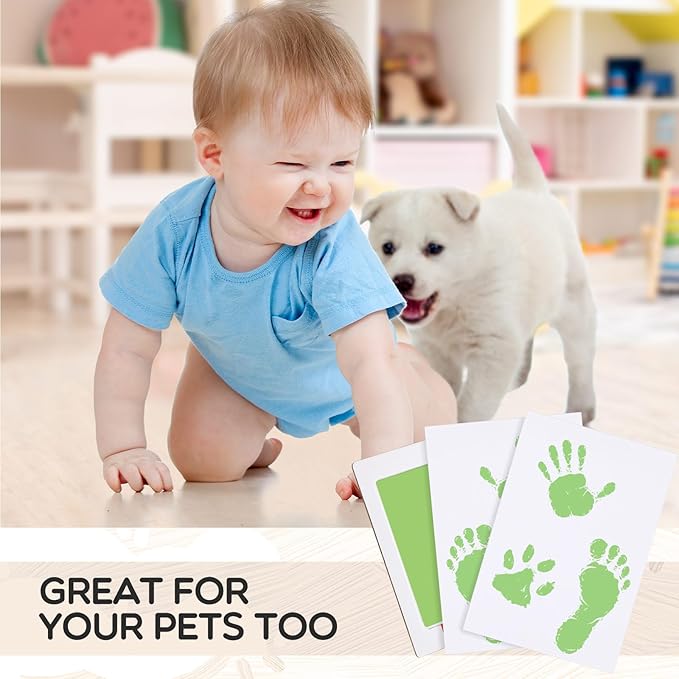 Jetec 8 Set Inkless Baby Footprint and Handprint Kit, Clean Touch Ink Pad for Baby Hand and Footprints, Dog Paw Print Kit with Ink Pads and Imprint Cards for Newborns Babies Pets Gifts (4 Colors)