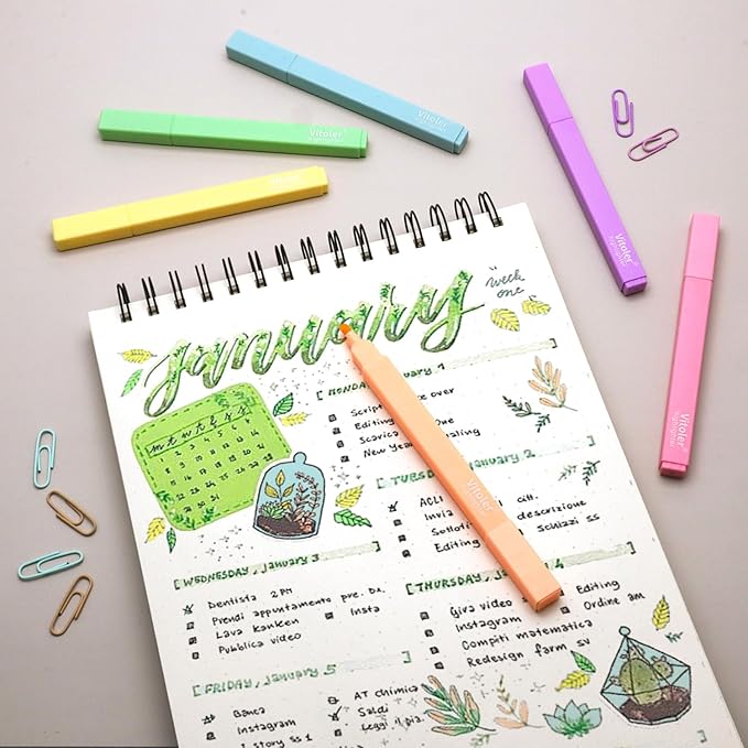 Vitoler Highlighters Assorted Colors,Chisel Tip No Bleed,12 Pack | long lasting ,Aesthetic,high quality for bible study,books,journal,writing,school office