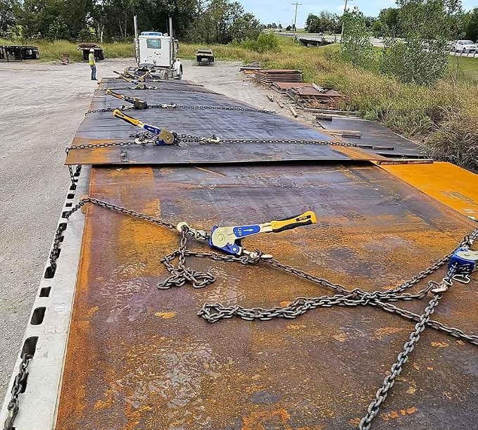 Mytee Products 4 Pack 5/16"-3/8" Easy Ratchet Chain Binder with Grab Hooks & 5400 lbs WLL - Heavy Duty Tie Down Ratchet Load Binder for Flatbed Trailers & Trucks
