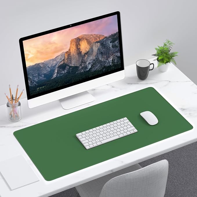 Dapesuom Large Gaming Mouse Pad, Extended Mouse Mat with Stitched Edges, Full Size Keyboard Pad with Non-Slip Base, Big XXL Computer Desk Mats for Gamer, Laptop, Office, 31.5 x 15.7in, Forest Green