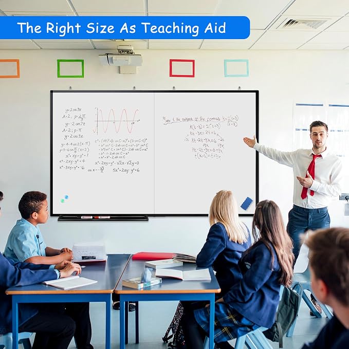 Maxtek White Board Dry Erase 60x40, Large Magnetic Dry Erase Board for Wall | Foldable Aluminum Presentation Wall-Mounted Marker Board with a Long Pen Tray for School, Classroom, Office, and Home, Black