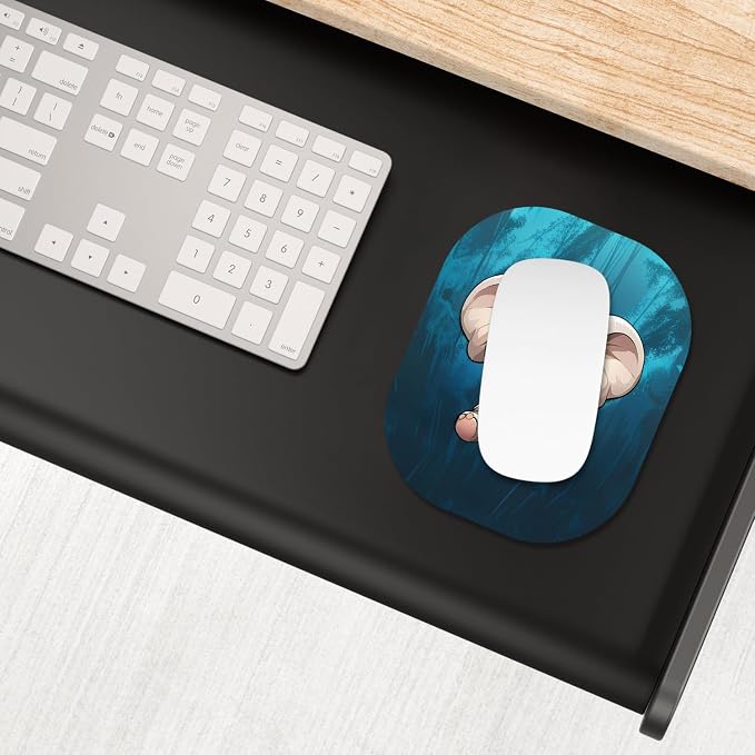 Small Mouse Pad, 6 x 7 Inch, Oval Mini Mouse Pad with Non-Slip Rubber Base for Laptop Wireless Mouse Keyboard Tray Mousepad, Cute Elephant