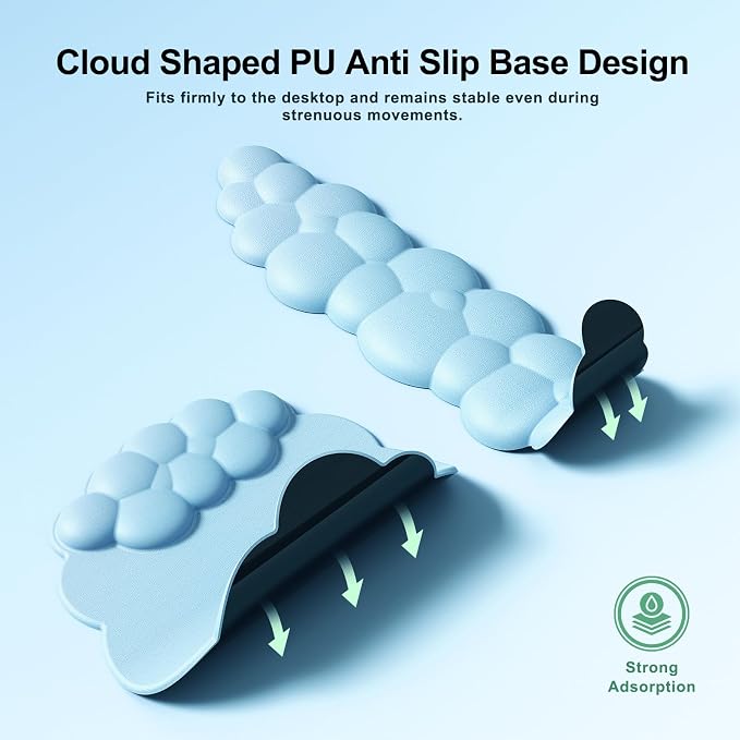 MOKURU Cloud Mouse Pad with Wrist Rest, Cloud Keyboard Wrist Rest, Mouse Pad Wrist Support, Ergonomic Cloud Keyboard Mouse Wrist Support (Blue)