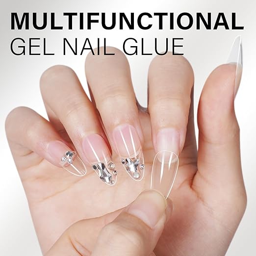 AILLSA Nail Gel Glue 2PCS Lamp Curing Needed Super Strong Nails Tip Glues Semi-Solid Professional False Gel Nail Glue for Acrylic Nail Tips Press on Nails