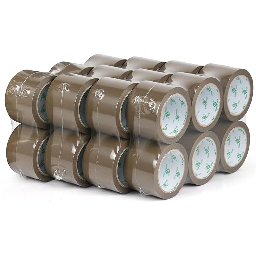 BOMEI PACK Brown Packing Tape 3 inch Wide, 2.7 Mil x 60 Yards, 24 Refills Rolls Bulk Heavy Duty Wide Packing Tape 3inch for Moving, Shipping and Storage