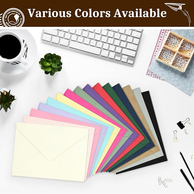 100 Pack Dark Green A7 Envelopes, Christmas Greeting Card Envelopes Self Seal, 5.24 x 7.24 in Envelopes for Birthday Graduation Baby Shower Wedding Invitation Cards
