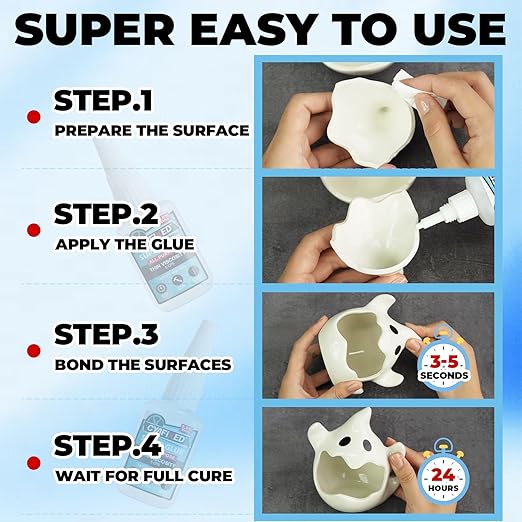 Thin Super Glue 30 Gram, All Purpose Clear Liquid CA Glue Repair Wood Ceramic Glass Plastic, Heavy Duty Cyanoacrylate Adhesive for 3D Print PLA Shoe Metal Craft, Strong Bond and Instant Superglue