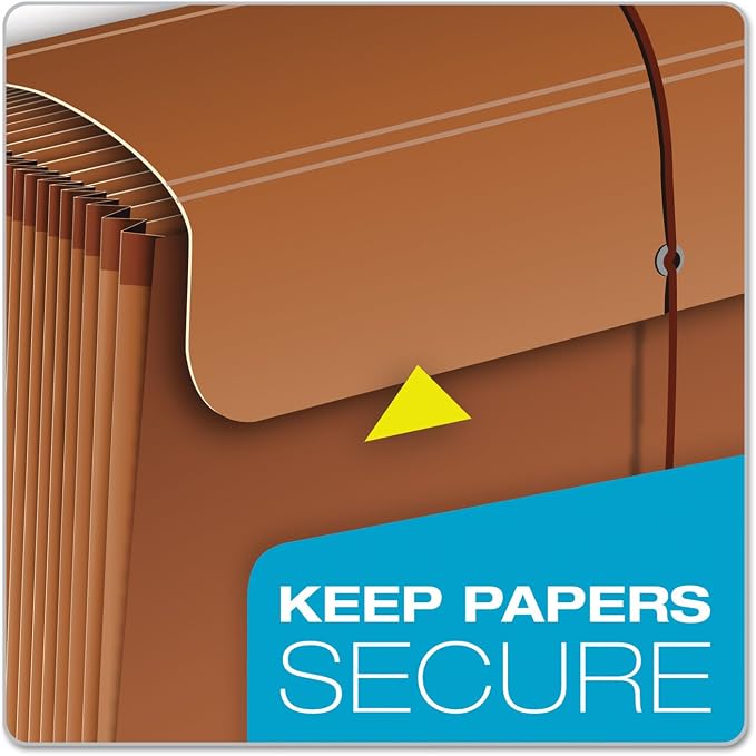 Pendaflex Heavy Duty Expanding File with Extra-Thick Cover, Tyvek Reinforced Edges, 21 Pockets, A–Z Tabs, Elastic Cord Closure, Letter Size (R117ALHD),Brown