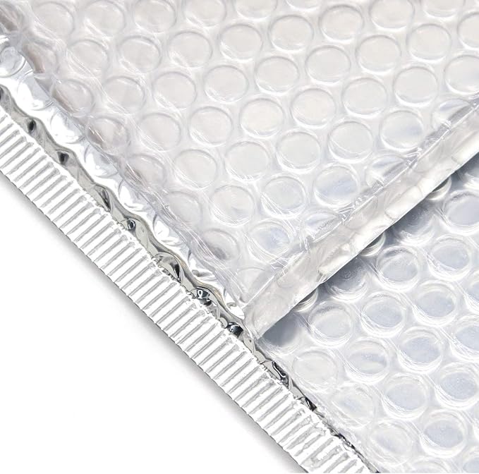 60 Pack 7.8 x 6.2 Inch Metallic Bubble Mailers, Silver Padded Mailing Envelopes, Foil Self Seal Padded Envelopes for mailing, packing