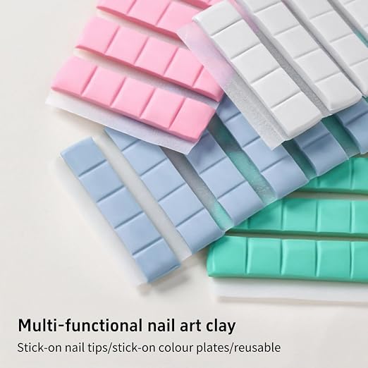 Reusable Nail Art Clay, Nail Glue Clay DIY Professional Fake Nail Tips Sticky Manicure Tool, Nail Art Plastic, Manicure, Non Sticky Hand Clay Nail Fixing Gel (White 96pcs)
