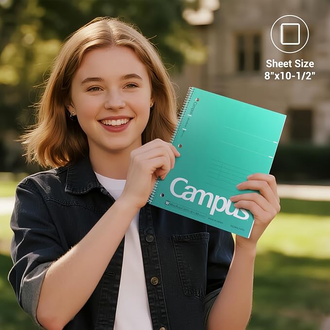 KOKUYO Spiral Notebooks, 3 Pack 10-1/2" x 8" Lined Notebooks Wide Ruled | Campus Subject Notebooks, 80 Sheets, 3 Holes School Japanese Ring Journal for Work Study Note Taking, Purple Orange Turquoise