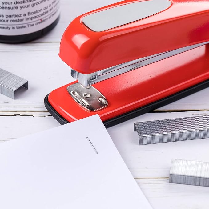 Mr. Pen- Red Office Stapler with Staples, 1000 Staples 1/4", 20 Sheet Capacity, Desktop Stapler for Students, Office Supplies, Ergonomic Design for Comfortable Use, Opens 180 Degrees for Easy Loading