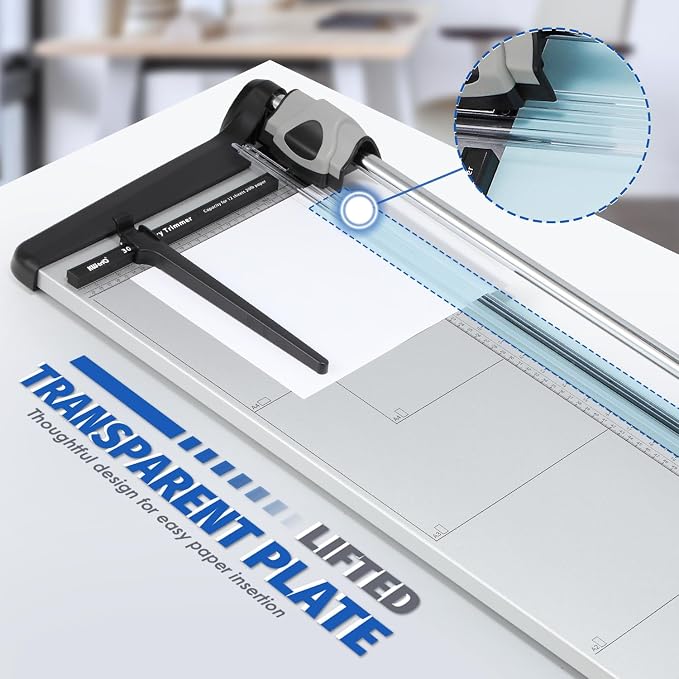 670mm(26.37") Rotary Paper Trimmer, 15 Sheets Heavy Duty Paper Trimmer | Sharp & Safe Blade, Effective for A2-A6 Sizes, Commercial Grade Rotary Paper Cutter for Home/Office/School, Black & Silver