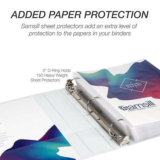 Samsill Durable 2 inch 3 Ring Binder, D Ring Binder, 100% Recycled Chipboard, White
