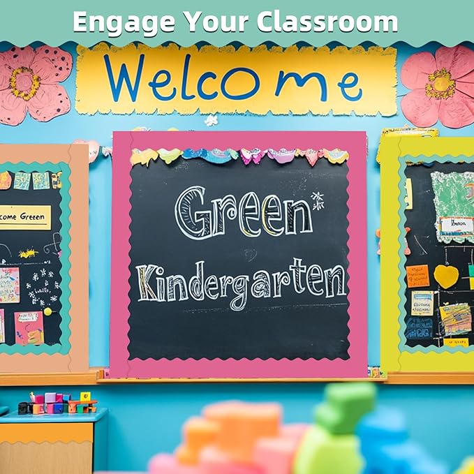 8 Rolls 262.4 Ft Bulletin Board Borders Set - Decorations for Office, School Classroom Decor, Teachers & Home DIY - Posters & Birthday Parties - Board Trim (Groovy Color)