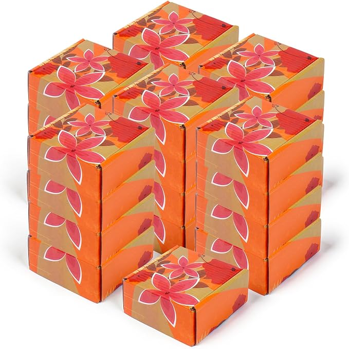 25 Pack Hawaiian Small Shipping Boxes, 4x4x2 inches Colorful Dolphins Palm Trees Flowers Floral Cardboard Boxes For Packaging Small Business