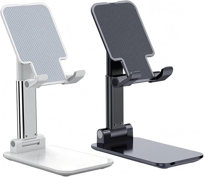 Meetuo 2 Pcs Cell Phone Stand for Desk Adjustable Desktop Phone Holder | Adjustable Angle Height, Fully Foldable&Portable, Compatible with iPhone 17/16/15/14/13/12/Smartphones