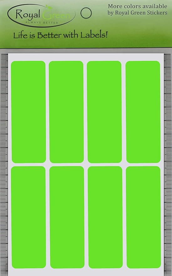 Royal Green Rectangular Stickers Color Coded Write on Labels for Organizing, Moving, & Mailing, 3x1 inch Stickers Writable Labels & Tags for Home, Office, and School Projects, 120-Pack (Neon Green)