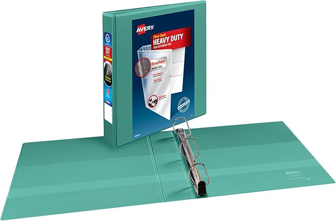 Avery Heavy-Duty View 3 Ring Binder,1.5 Inch EZD Rings,Great for Portfolios,Office,School Notebooks,and More,1 Mint Binder (79271),(Pack of 6)