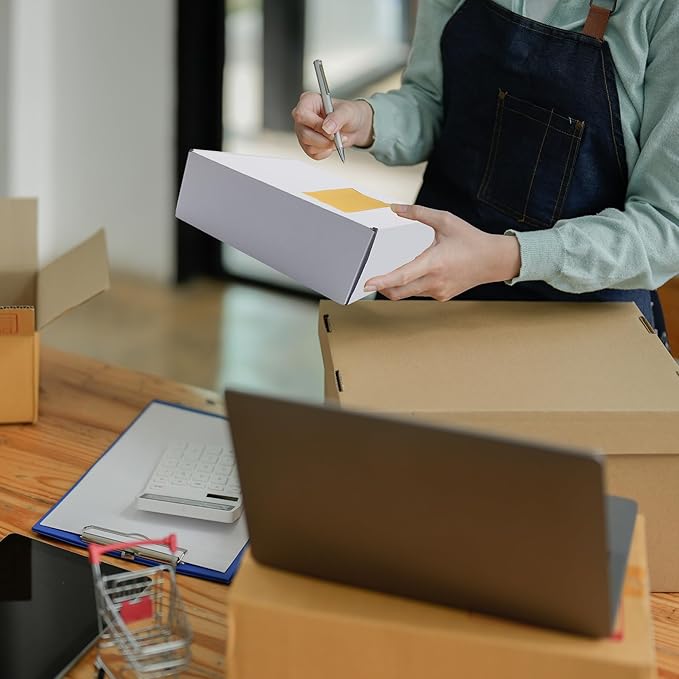 9x9x3 Inch White Shipping Boxes 25 Pack,Craft Gift Boxes,Bulk of Mailers | Easily Folding,Literature Mailing,Shipping,Gift Packaging,Recyclable Storage,Products Business, Corrugated Boxes,Luck Top