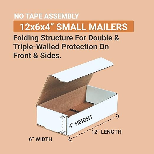 BOX USA Shipping Boxes Small 12"L x 6"W x 4"H 50-Pack - Corrugated Cardboard Box for Shipping, Mailing, Packing, Packaging and Storage