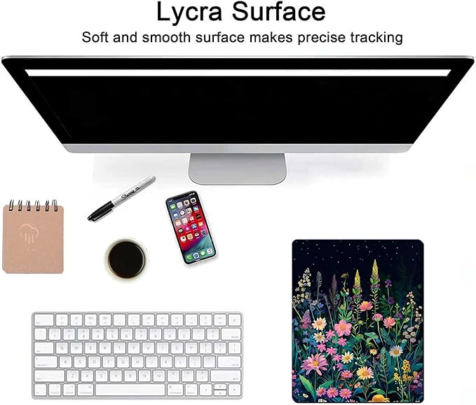 Black Beauty Folral Flowers Plants Mouse Pad,Brightly Colored Unique Design Computer Mousepad with Non-Slip Rubber Base for Women,Washable Mousepads Computer Mouse Pads for Desk Laptop