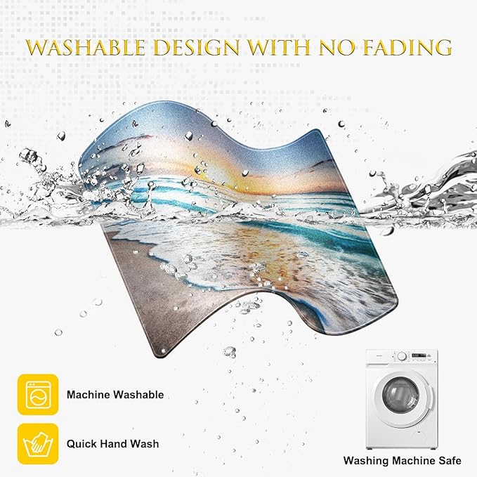 JIKIOU Mouse Pad with Stitched Edge, Portable Size-10.2x8.3in Beach | Anti-Fray, Comfortable Smooth Lycra Surface, Non-Slip Rubber Base, Machine Washable Fade-resistant, Compatible with All Mice