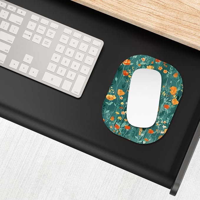 Small Mouse Pad, 6 x 7 Inch, Oval Mini Mouse Pad with Non-Slip Rubber Base for Laptop Wireless Mouse Keyboard Tray Mousepad, Flowers and Plants
