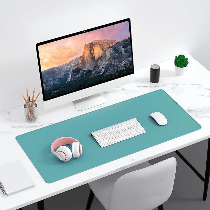 Dapesuom Large Gaming Mouse Pad, Extended Mouse Mat with Stitched Edges, Full Size Keyboard Pad with Non-Slip Base, Big XXL Computer Desk Mats for Gamer, Laptop, Office, 35.5 x 15.7in, Green