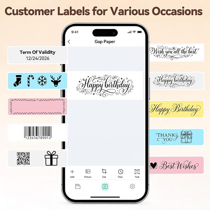 Mini Label Maker Machine with Tape AH-P05, Portable Bluetooth Mini Label Printer, Wireless Thermal Label Maker, Waterproof & Rechargeable, Built-in Cutter, for Home, Office, Kitchen – White
