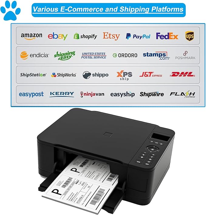 8.5 x 5.5 Inch Half Sheet Shipping Labels for Laser and Inkjet Printers, 600 Labels/300 Page (2 Labels/Page), Permanent Self Adhesive Mailing Labels for Printer