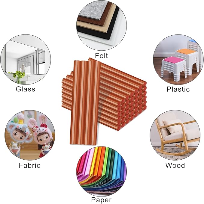 Manarty Brick Red Hot Glue Stick, 48 PCS 0.27" Dia x 4" Long Mini Hot Melt Glue Sticks Colored, Adhesive EVA Glue Sticks Standard for Sealing Repairing Stamp DIY Art Handmade Car Craft Decoration