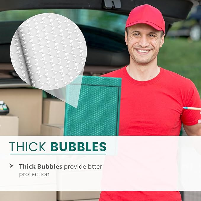 Green Bubble Mailers 12x15, Self Seal Poly Padded Envelopes, 50 Pack | Holds Clothing & Bulk Items, No Tape Needed, Cushioned Protection, Water-Resistant Poly, Bulk Pack for Small Business