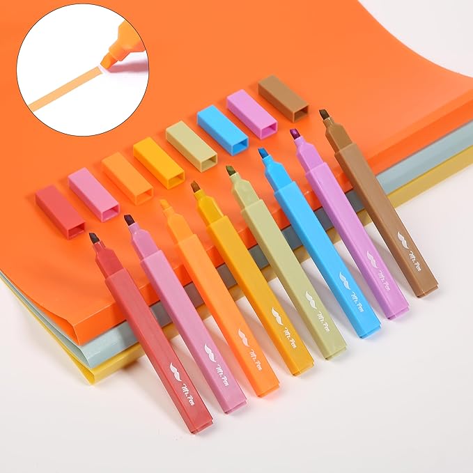 Mr. Pen- Aesthetic Highlighters No Bleed, 8 Pack, Assorted Colors | Chisel Tip, Cute Highlighters Assorted Colors for Journaling, Highlighting, Underlining, Fast Dry, Back to School Supplies