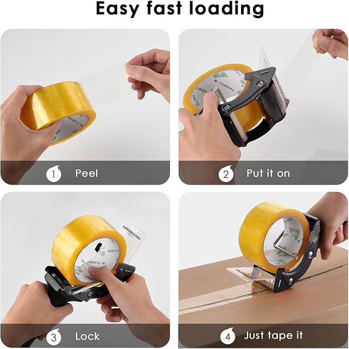 Rapid-Replace Packing Tape Dispenser Gun with Extra Blade, 2IN(50mm) Lightweight Ergonomic Industrial Handheld Heavy Duty Tape Cutter for Carton, Packaging and Box Sealing, Pink
