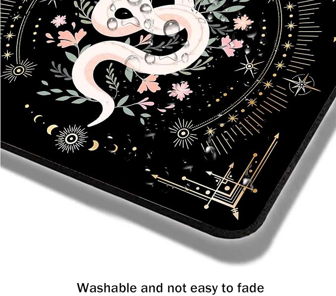 Boho Mouse Pad, Snake Witch Mouse Mat, Women Girls Mousepad, Moon Phases Computer PC Laptop Small Cute Mouse Pads for School Office Home, 9.5x7.9 inch