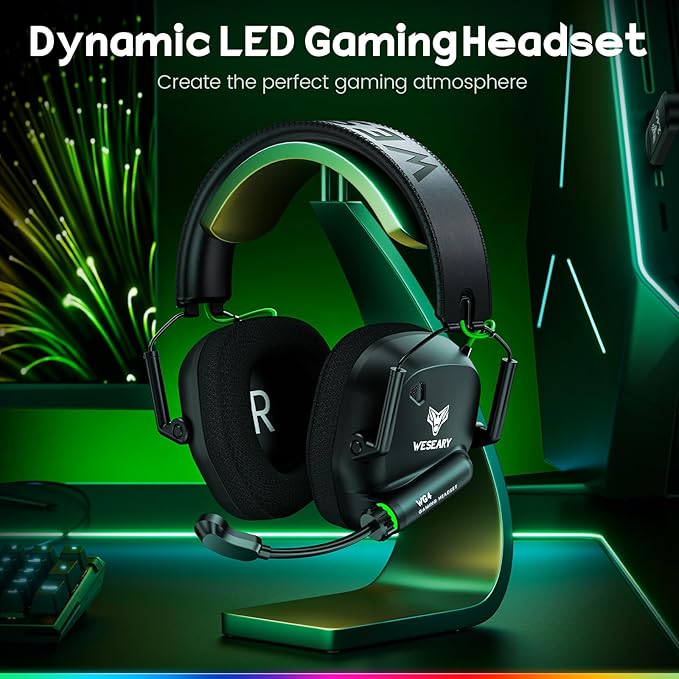 Wireless Gaming Headset for PC, PS5, PS4, Switch & Mac, Dual-Mode 2.4GHz & Bluetooth Gaming Headphones with Microphone, Ultra-Low Latency, 3D Stereo Sound, Up to 45H Battery