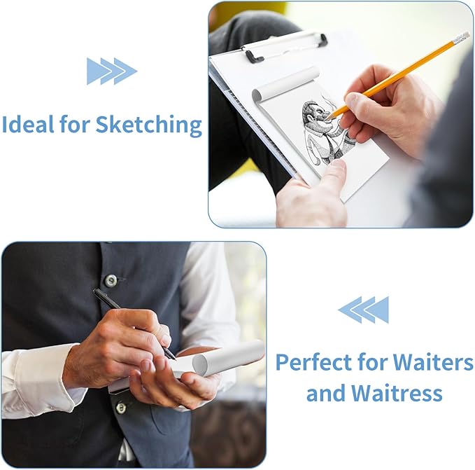 6 Pack Note Pads 4x6, Blank Server Notepad, Small Memo Scratch Paper | 50 Sheets Each, 80 GSM Thick White Pad for Writing, Quick Notes, Grocery Shopping Lists, Notebook for Desk Home and Office
