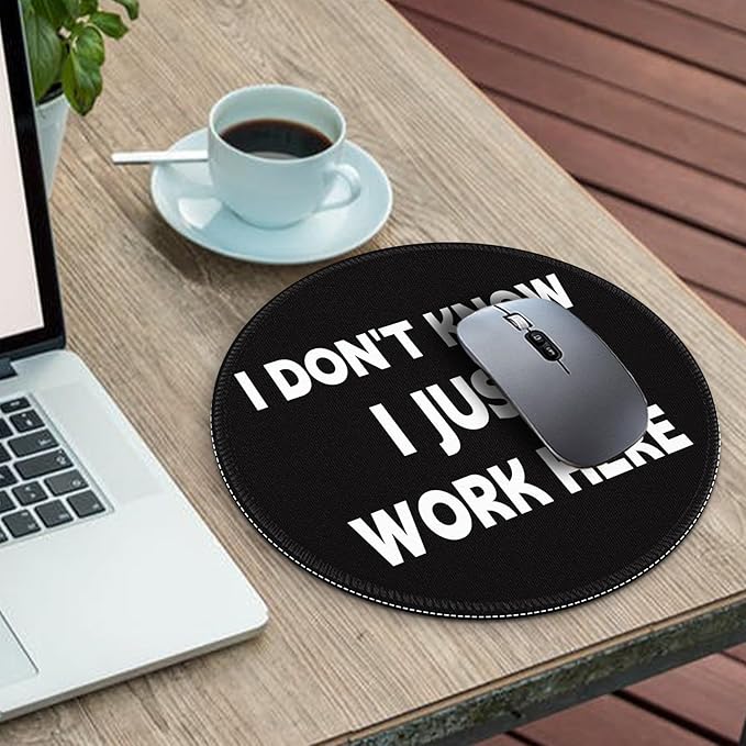 Gctriki Funny Office Desk Mouse Pad, Small Work Mouse Pads for Desk Decor | Non-Slip, Stitched Edge, Round Mouse Mat for Computer Laptop, Cute Office Desk Accessories Supplies Gifts, I Don't Know