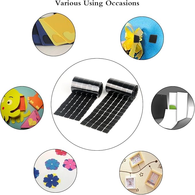 Self Adhesive Dots, 0.59 Inch Diameter 1100pcs(550Pairs) Strong Sticky Hook Tapes, Square Adhesive Back Loop Nylon Strips with Waterproof Fastener,Perfect for School Classroom,Office,DIY-Black