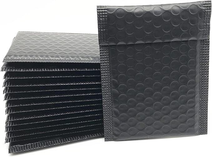 6x6 Inch Black Poly Bubble Mailers Self-Sealing Shipping Bags 100Pack | Waterproof Packaging Padded Envelopes Mailing
