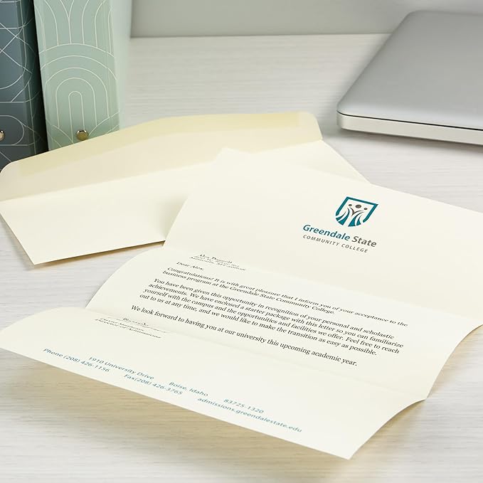 Southworth FSC Certified 55% Recycled 25% Cotton Linen Business Envelopes, #10 (4 1/8in x 9 1/2in), 24 Lb, Ivory, Box Of 250, J564-10