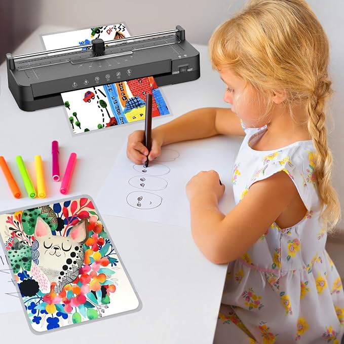 Assark Laminator Machine 13 inch with 50pcs Laminating Sheets | 9 in 1 Laminator Wide Thermal &Cold Machine Built-in Paper Trimmer Corner Rounder Hole Punch for Home Office School