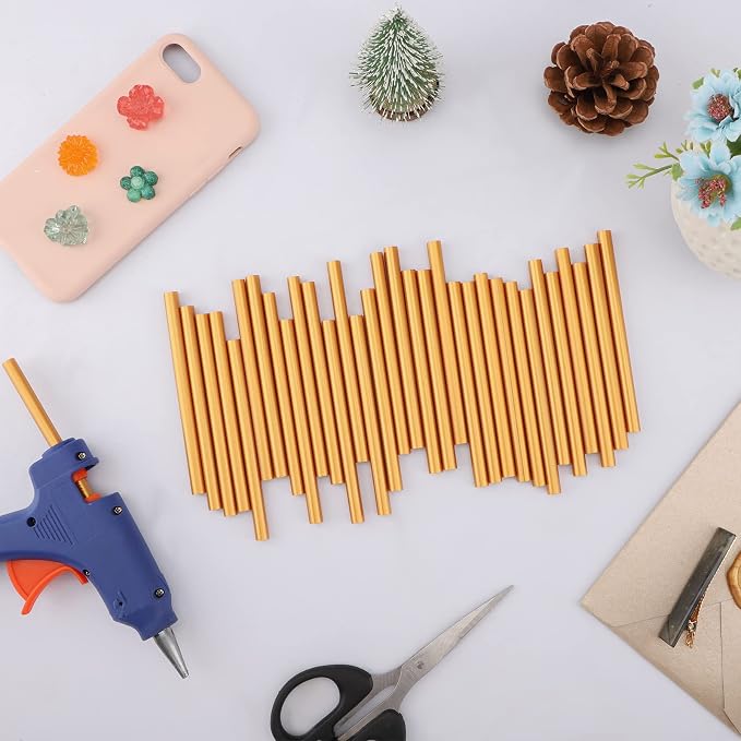 ENPOINT Metallic Gold Hot Glue Sticks, 36 Pack Craft Adhesive Waxing Mini Hot Melt Glue Sticks Colored for Christmas Cards, Sealing, Decoration, Art, DIY, 4" Long x 0.27" Dia