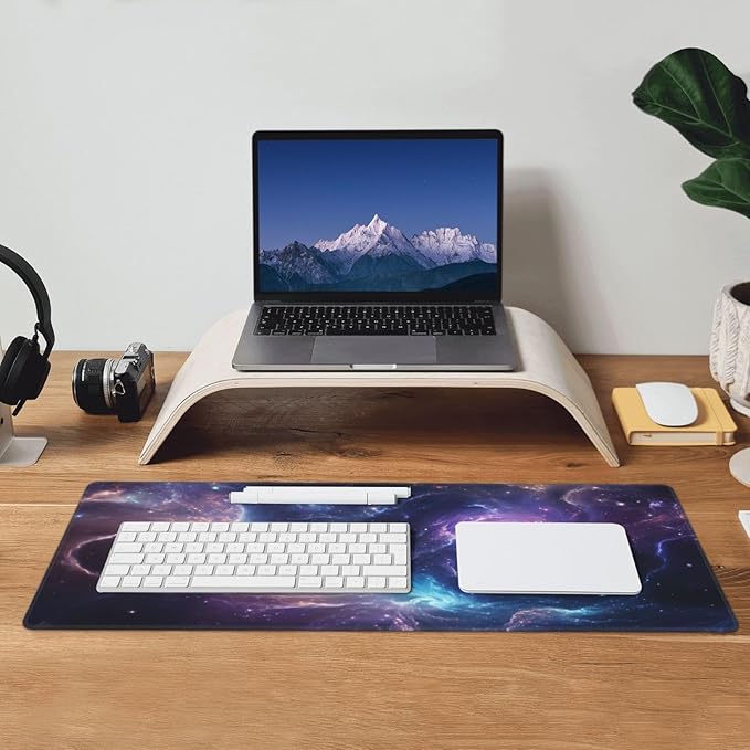 Gaming Mouse Pad Desk Pad,Extended Big Mouse Pad,31.5x11.8 Inch Long Computer Keyboard Mouse Mat Mousepad with 3mm Non-Slip Base and Stitched Edge for Gaming and Office⦠(Nebula)