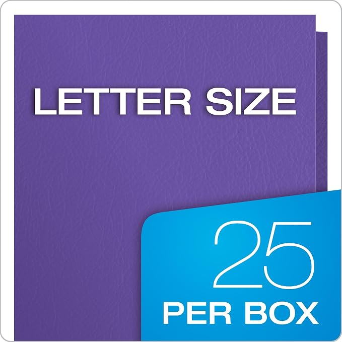 Oxford Two Pocket Folders, Textured Paper, Purple, For School, Home, and Office, Letter Size, 25 Per Box (57514EE)